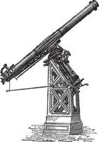 Equatorial telescope called Observatory of Paris, vintage engraving. vector