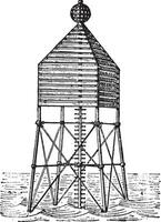 Beacon, vintage engraving. vector