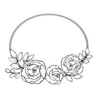 Vector graphics. Linear freehand drawing of a frame of roses. From the collection HAIR DECORATION. For the design of websites, business cards, labels, printing posters on textiles and dishes.