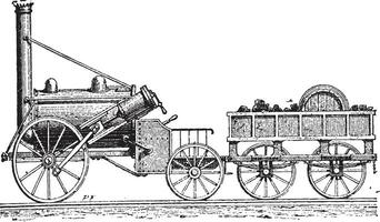 Stephenson's Rocket, vintage engraving vector