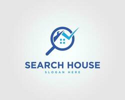 Searching House Logo Design with Search Home Icon Vector illustration.