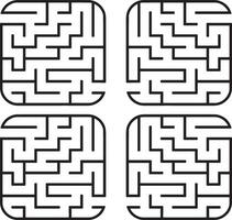 Abstract square maze. Easy level of difficulty. Game for kids. Puzzle for children. One entrances, one exit. Labyrinth conundrum. Flat vector illustration isolated on white background.