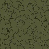 A seamless pattern of black stars on a green background vector