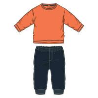 t camisa tapas con pantalones vector ilustración modelo para niños