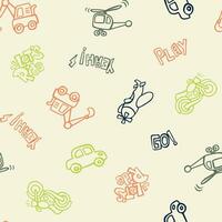 Hand drawing bike car and others object seamless pattern background isolated. design for use backdrop all over fabric print wrapping paper and others vector