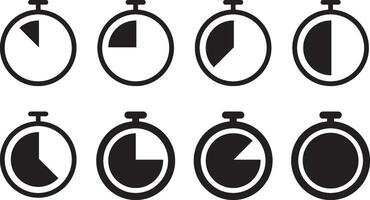 vector de temporizador conjunto de iconos de cronómetro. silueta de reloj aislada.