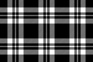 Plaid background, check seamless pattern in black white. Vector fabric texture for textile print, wrapping paper, gift card or wallpaper.