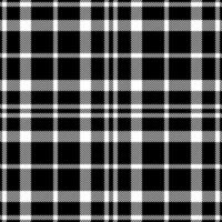 Plaid seamless pattern in black white. Check fabric texture. Vector textile print.