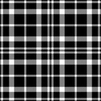 Plaid seamless pattern in black white. Check fabric texture. Vector textile print.