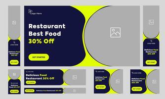 Multipurpose food web set banner design for social media post, fully customizable vector eps 10 file format