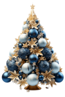 AI generated Christmas tree with ornaments on transparent background created with generative AI technology png