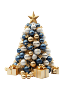 AI generated Christmas tree with ornaments on transparent background created with generative AI technology png