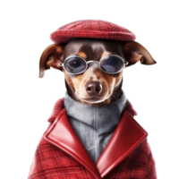 AI generated Fashion dog portrait isolated on transparent background, created with generative AI png