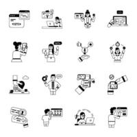 Modern Set of Web Development Glyph Icons vector