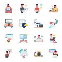 Set of Web Engineers Flat Icons vector