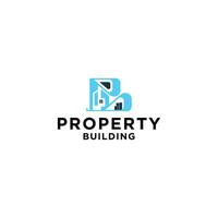 P and B letter building design logo for city center building style property vector