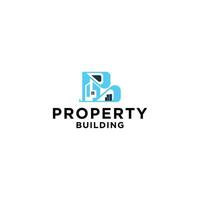 P and B letter building design logo for city center building style property vector