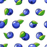 Seamless bright pattern of blueberries on a white background. Summer Food Pattern vector