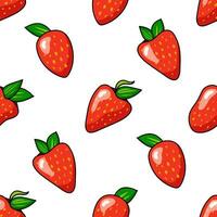 sin costura modelo de fresas en un blanco antecedentes. brillante rojo verano bayas vector