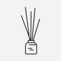 Aroma Diffuser icon. Bamboo chopstics in the bottle, home smell, perfume. Spa concept. Vector