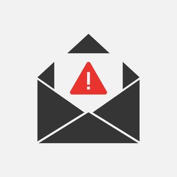 Virus mail icon. Envelope document. Marketing message, cyber attack. Vector