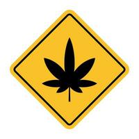 Cannabis Leaf Road Sign. Attention marijuana hemp. vector