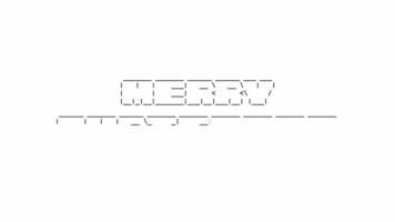 Merry christmas ascii word animation loop on black background. Ascii code art symbols typewriter in and out effect with looped motion. video