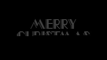 alegre Natal ascii palavra animação ciclo em Preto fundo. ascii código arte símbolos máquina de escrever dentro e Fora efeito com em loop movimento. video