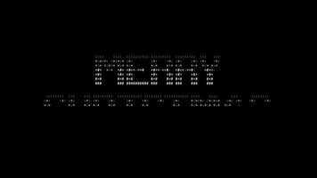 Merry christmas ascii word animation loop on black background. Ascii code art symbols typewriter in and out effect with looped motion. video