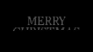 Merry christmas ascii word animation loop on black background. Ascii code art symbols typewriter in and out effect with looped motion. video