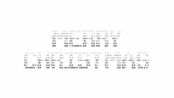 Merry christmas ascii word animation on white background. Ascii art code symbols with shining and glittering sparkles effect backdrop. Attractive attention promo. video