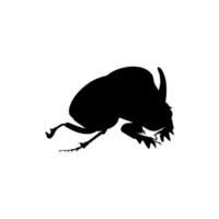 Silhouette of the Horn Beetle or Oryctes Rhinoceros, Dynastinae, can use for Art Illustration, Logo, Pictogram, Website, Apps or Graphic Design Element. Vector Illustration