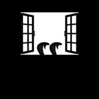 Head of the King Cobra Snake on the Windows Silhouette. Creepy, Horror, Scary, Mystery, or Crime Illustration. Art Illustration for Horror Movie or Halloween Poster Design Element vector