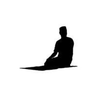 Sit tasyahud end including the pillars of prayer, so it should not be left in any circumstances. One of the Sitting Position when Moslem Praying. Vector Illustration