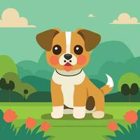 Hand drawn cartoon puppy illustration vector