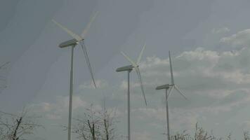 Windmill with sky background, wind turbine video