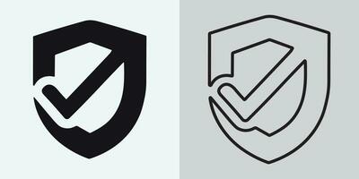 Shield icon. Shield with a checkmark in the middle Protection icon concept vector