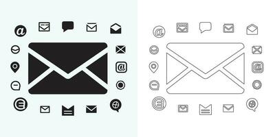 Email envelope icon vector illustration. Mail icon set. email icon vector. E-mail icon. Envelope illustration