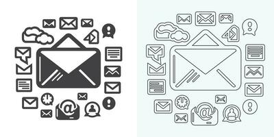 Email envelope icon vector illustration. Mail icon set. email icon vector. E-mail icon. Envelope illustration