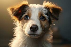 AI Generated Head shot of a cute funny dog. Portrait of a little puppy. AI Generated photo