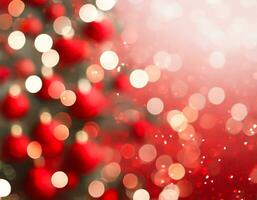 AI generated Christmas Background with bokeh light. photo