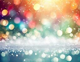 AI generated Christmas Background with bokeh light. photo