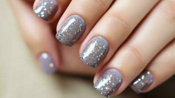 AI generated glitter nail manicure photo