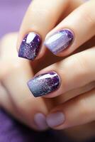 AI generated glitter nail manicure photo