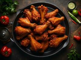 AI generated chicken wings with vegetables photo