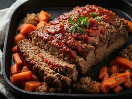 AI generated grilled Homemade Ground Beef Meatloaf with vegetables photo