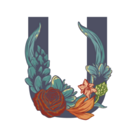 Letter Floral Art Isolated on Transparent Background png