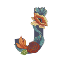 Letter Floral Art Isolated on Transparent Background png