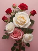 AI generated Free Celebrate Love Happy Valentine's Day with Stunning Rose Flowers, Generative Ai photo