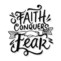 ai generado fe conquista miedo, mano dibujado, tipografía png